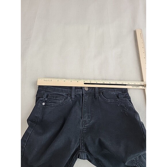 Judy Blue Jeans Womens 3 28x27 Skinny Stretch Ripped Animal Print Black Distress - Picture 8 of 16